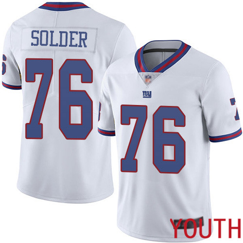 Youth New York Giants #76 Nate Solder Limited White Rush Vapor Untouchable Football NFL Jersey